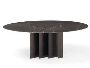 Round dining table marble with metal sheet base EXILIS AMURA