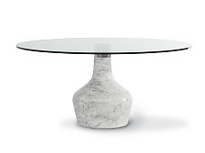 Round crystal dining table with marble base CURLING BONALDO
