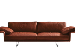 Sofa Alato brown leather BLACK TIE