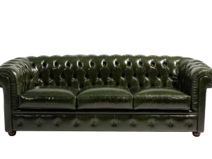 Sofa 3-seater MANTELLASSI CHESTER green leather